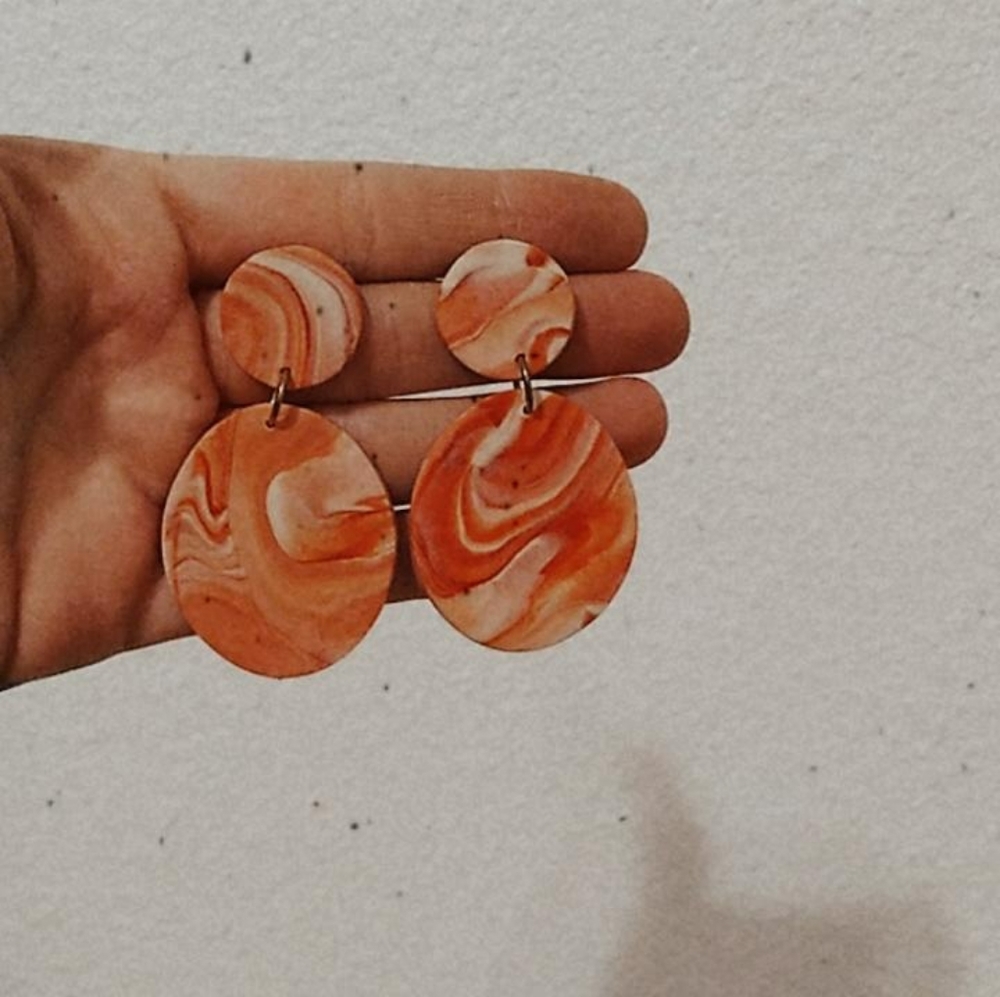 Marbled clay earings